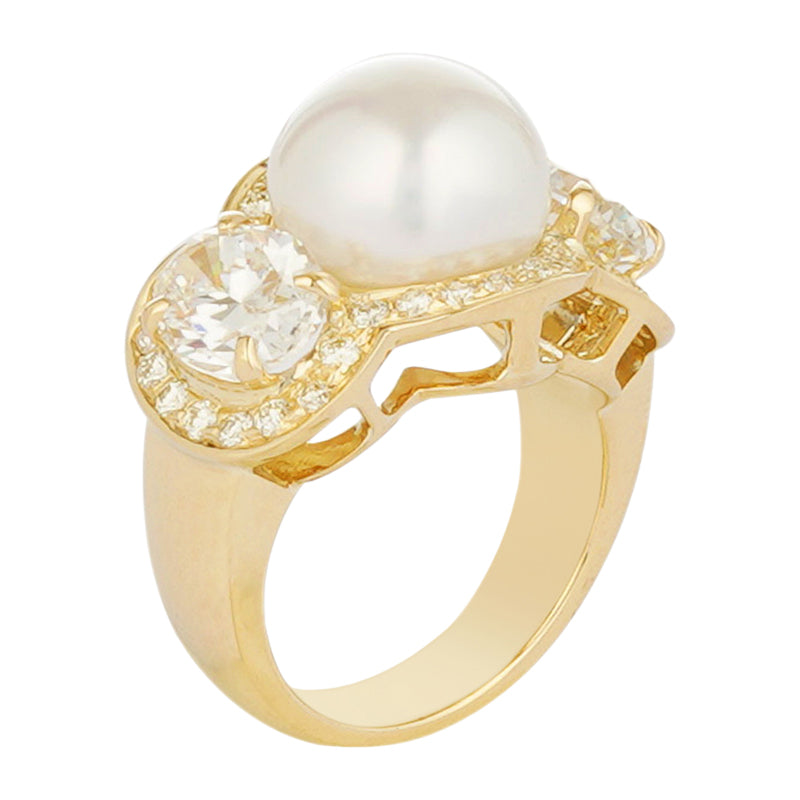 Ring - South Sea Pearl And Cubic Zirconia (2221B) | Singhvi Jewels