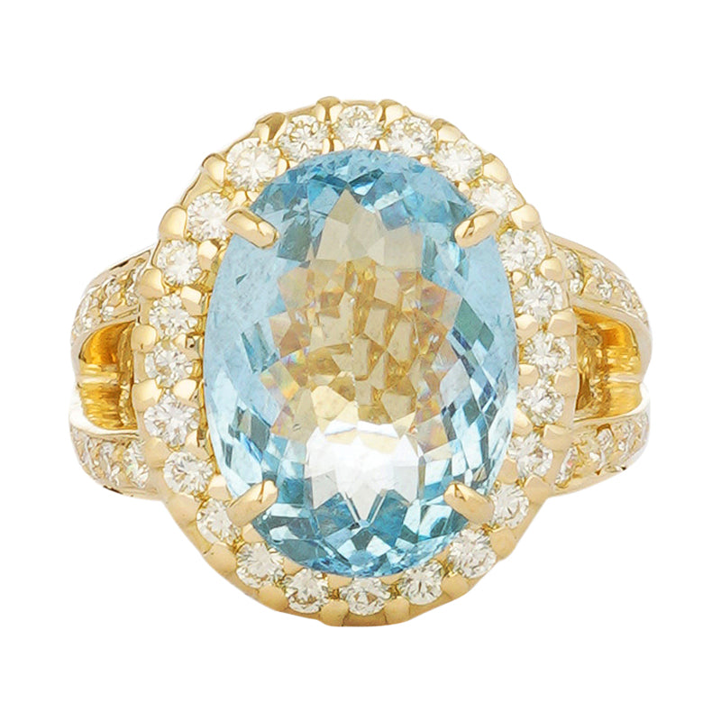 Ring - Aquamarine and Diamond (2221D) | Singhvi Jewels