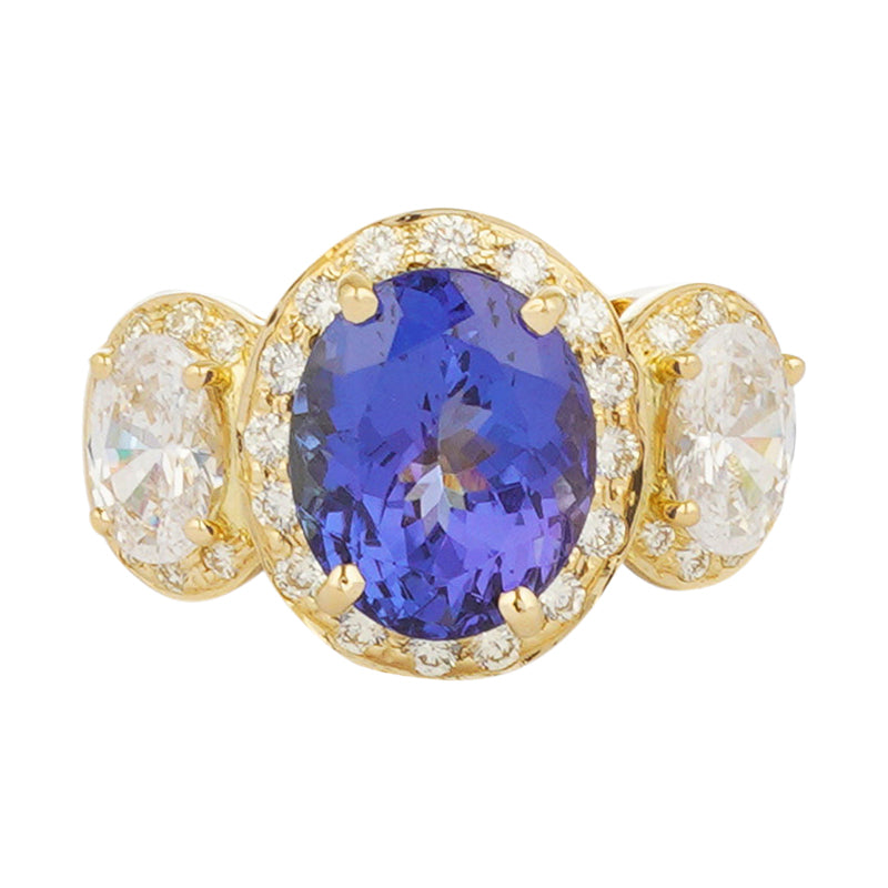 Ring - Tanzanite, Cubic Zirconia and Diamond (2221E) | Singhvi Jewels