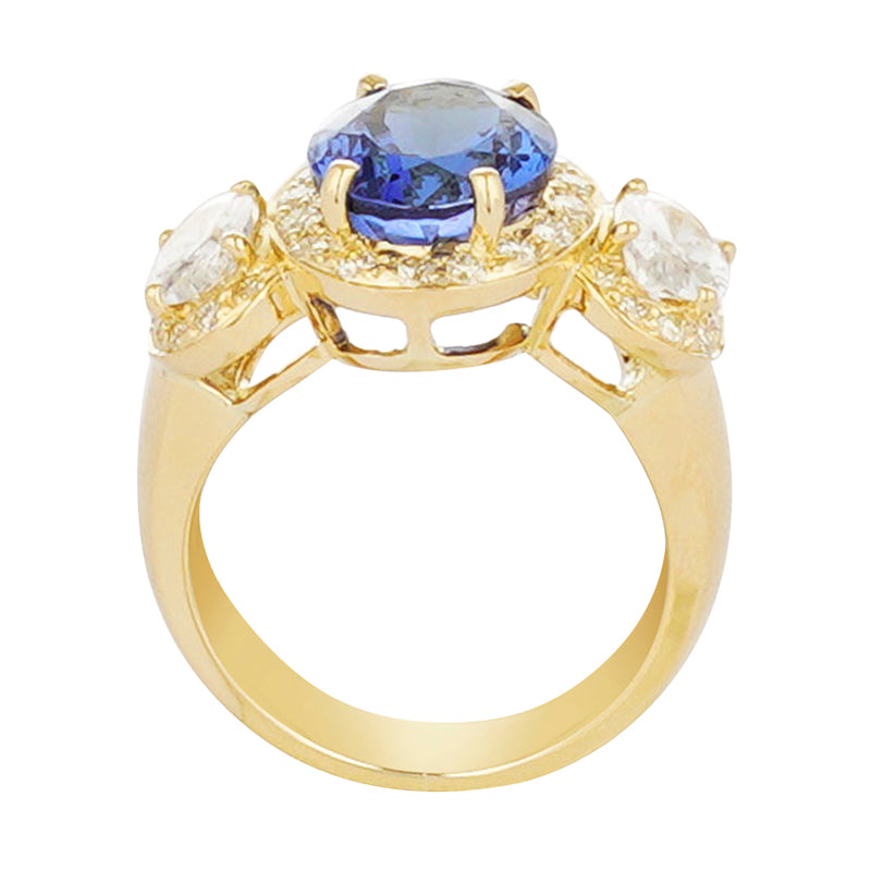 Ring - Tanzanite, Cubic Zirconia and Diamond (2221E) | Singhvi Jewels