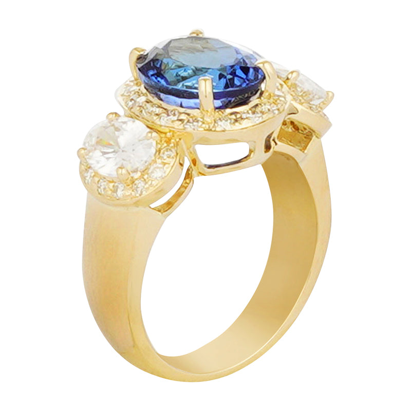 Ring - Tanzanite, Cubic Zirconia and Diamond (2221E) | Singhvi Jewels
