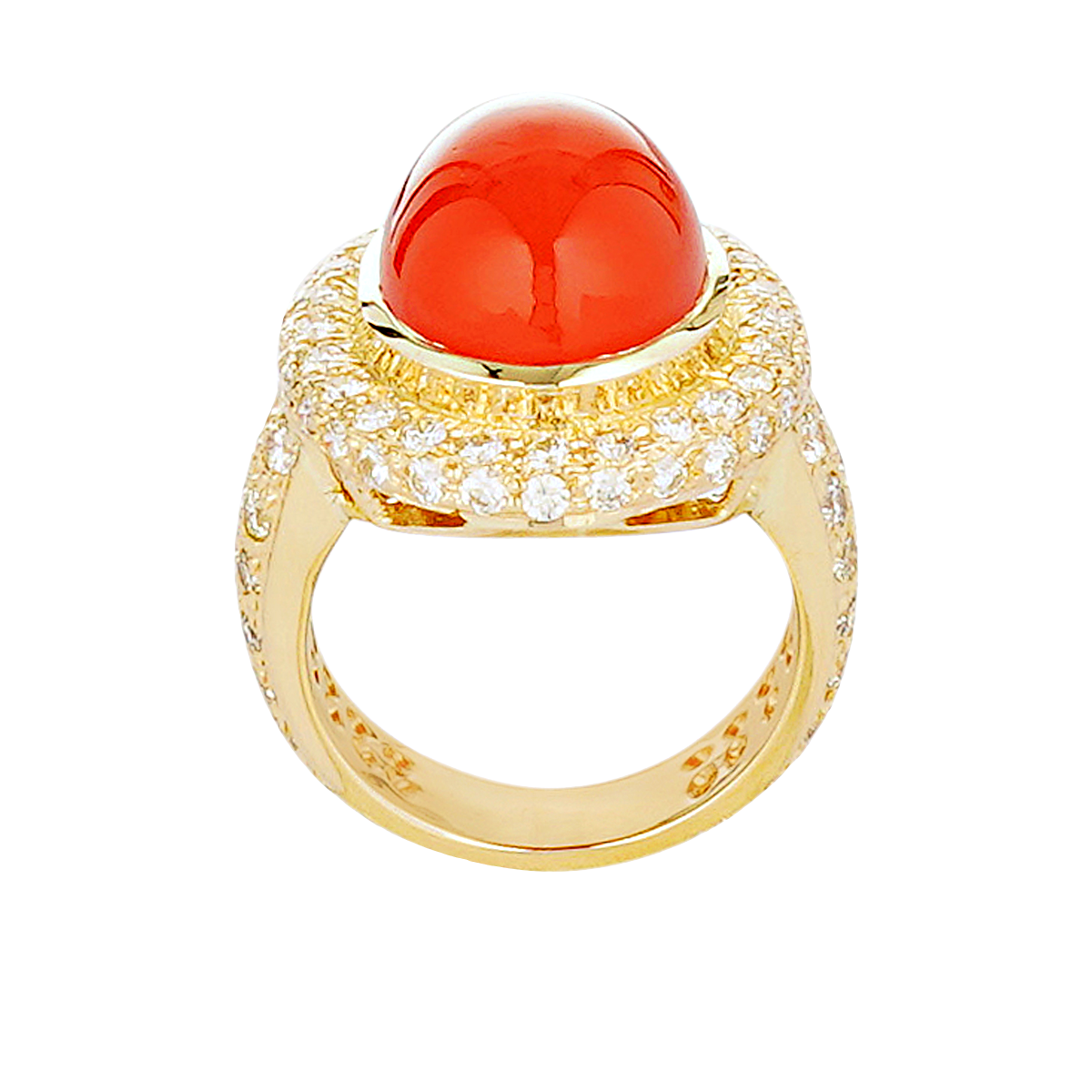 Ring - Cornellian and Diamond | Singhvi Jewels