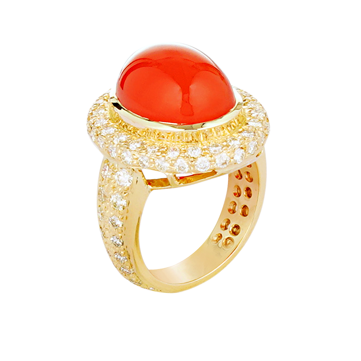 Ring - Cornellian and Diamond | Singhvi Jewels