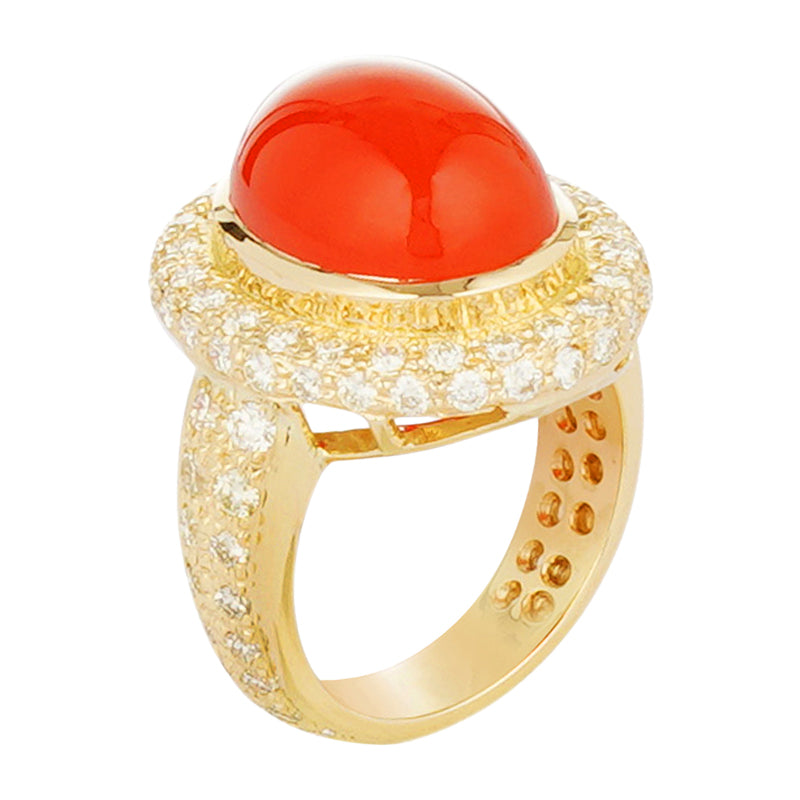 Ring - Cornellian and Diamond (2221G) | Singhvi Jewels