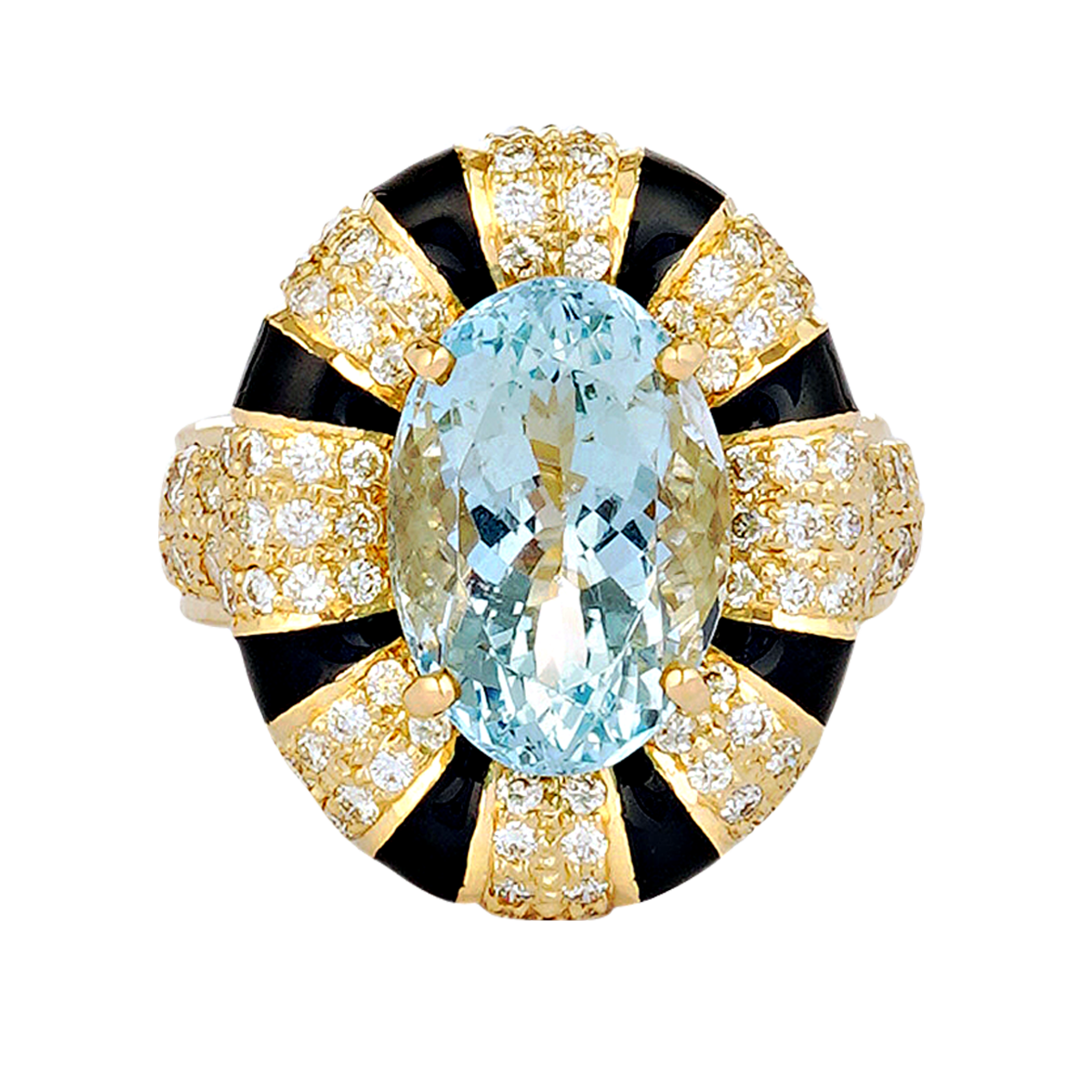 Ring - Aquamarine and Diamond (Enamel) | Singhvi Jewels