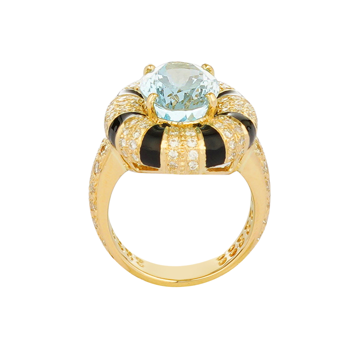 Ring - Aquamarine and Diamond (Enamel) | Singhvi Jewels