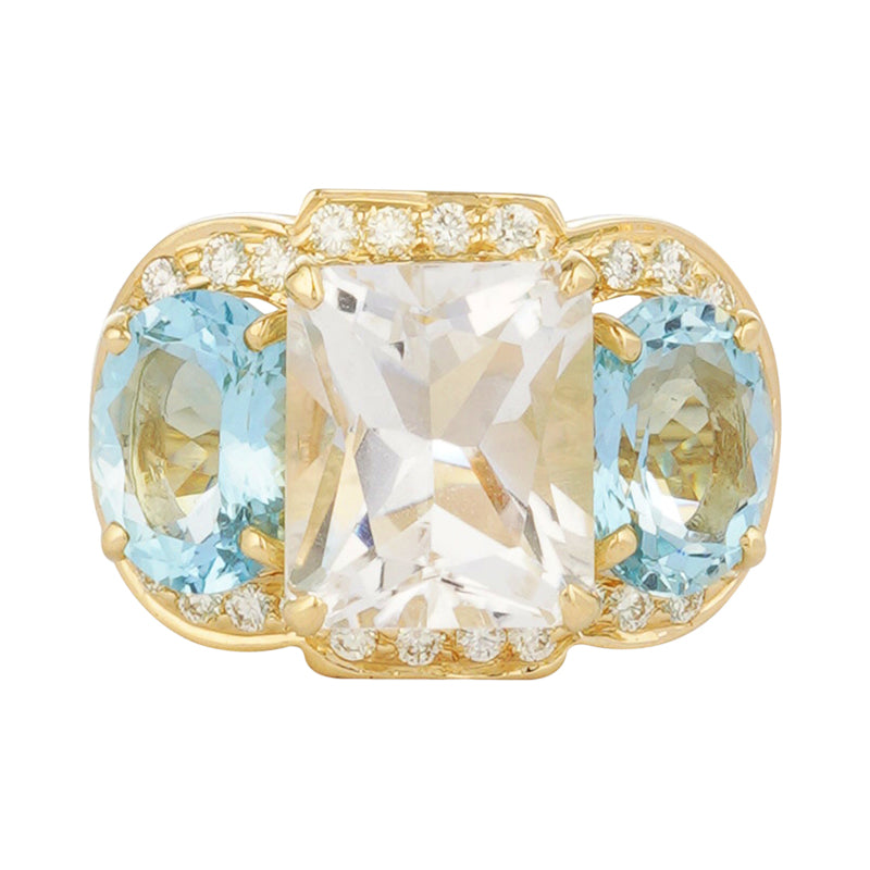 Ring - Crystal, Aquamarine and Diamond (2221J) | Singhvi Jewels