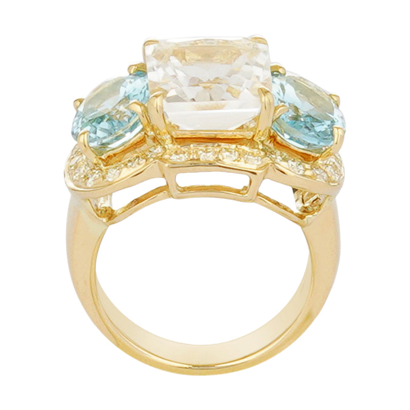Ring - Crystal, Aquamarine and Diamond (2221J) | Singhvi Jewels