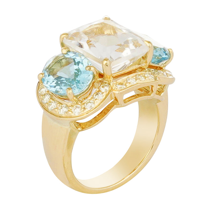 Ring - Crystal, Aquamarine and Diamond (2221J) | Singhvi Jewels