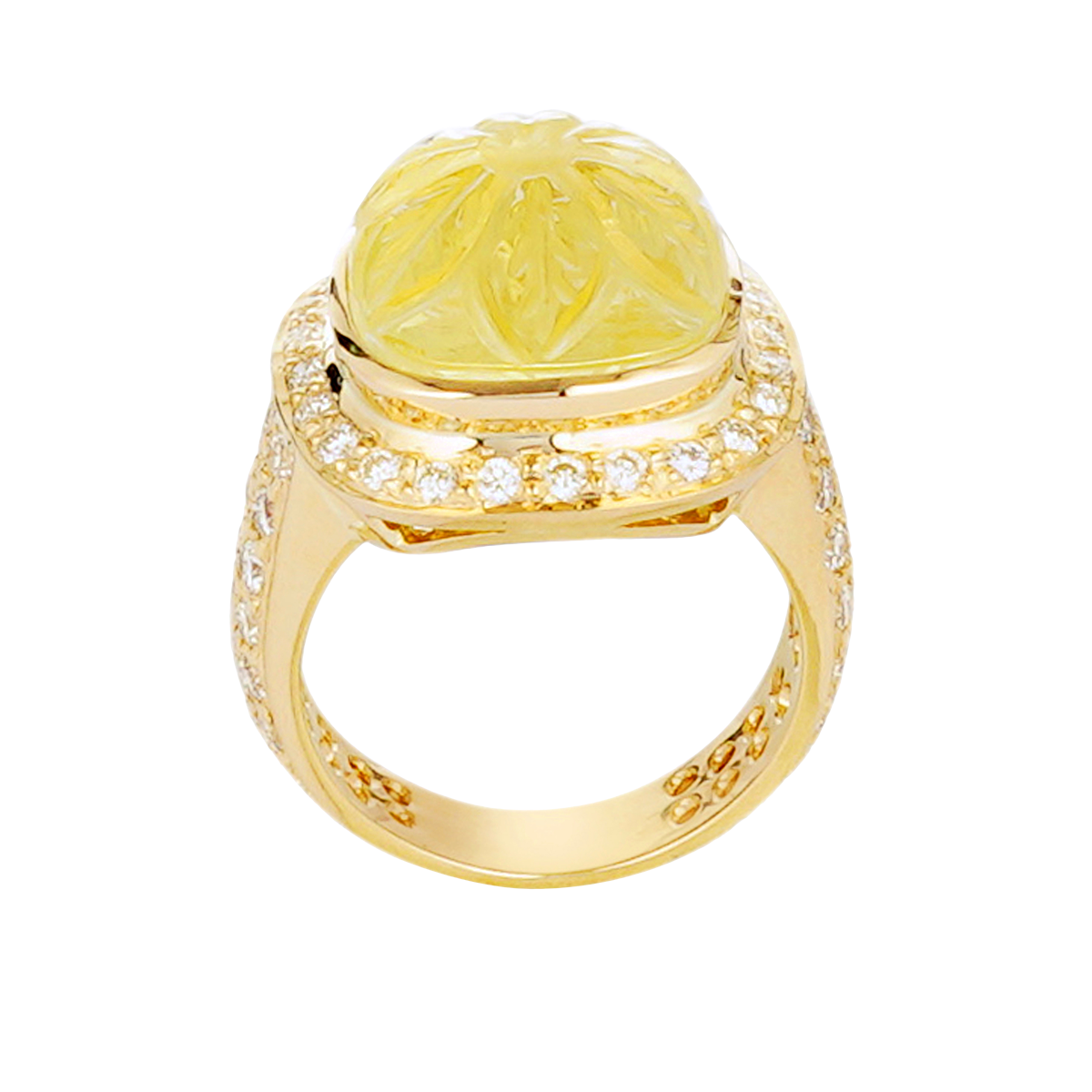 Ring - Lemon Quartz and Diamond | Singhvi Jewels