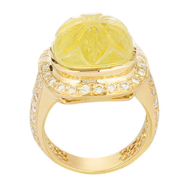 Ring - Lemon Quartz and Diamond (2221M) | Singhvi Jewels