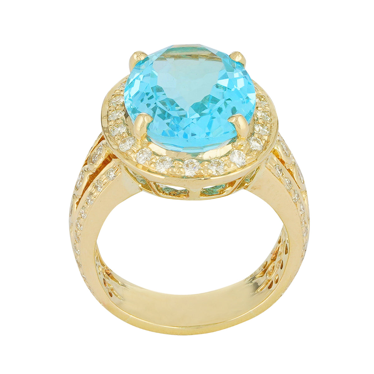 Ring - Blue Topaz and Diamond (2222G) | Singhvi Jewels