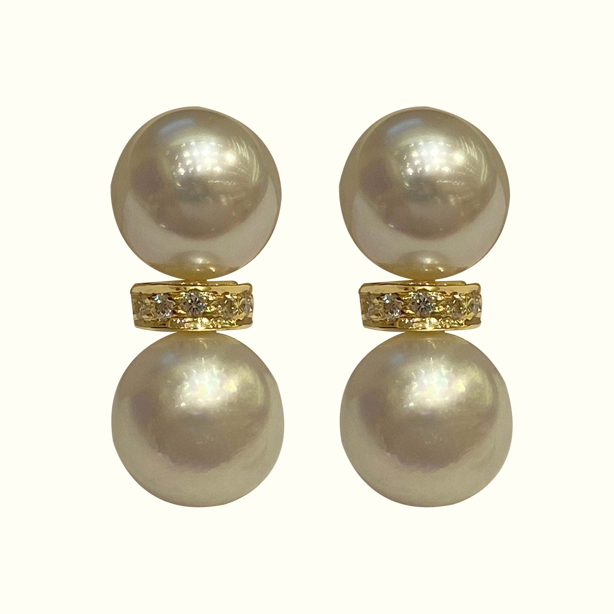 Earrings - South Sea Pearl and Diamond in 18k gold | Singhvi Jewels