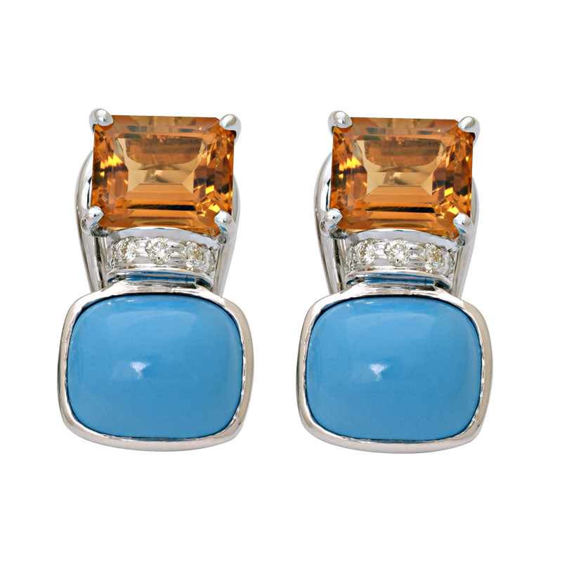 Earrings-Citrine, Turquoise and Diamond | Singhvi Jewels