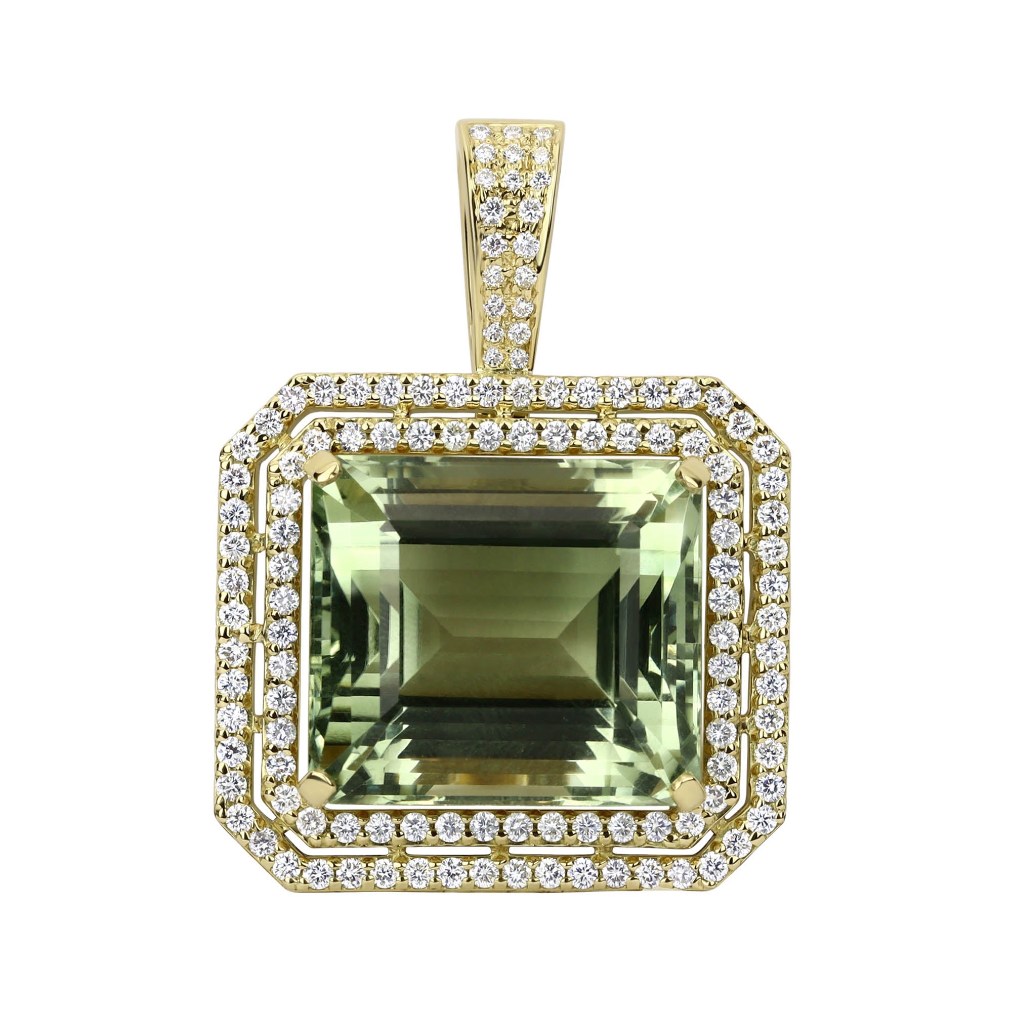 Pendant - Green Quartz And Diamond (2284E) | Singhvi Jewels
