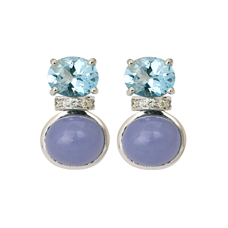 EARRINGS- BLUE TOPAZ, CHALCEDONY AND DIAMOND | Singhvi Jewels