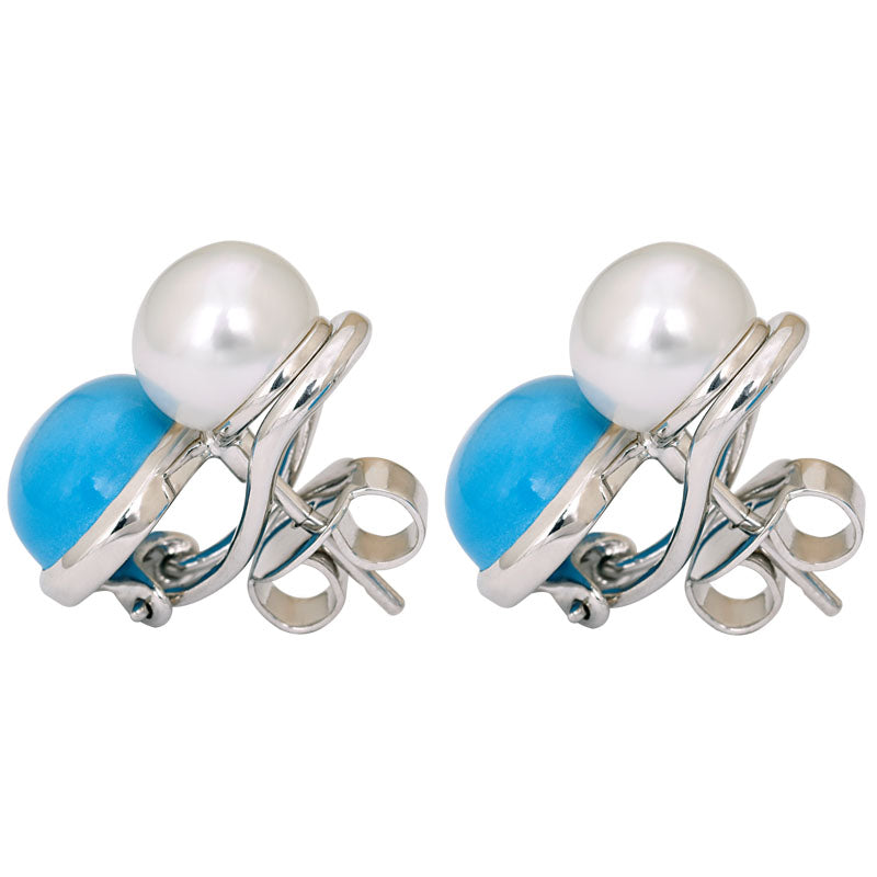 Earrings- Turquoise and South Sea Pearl | Singhvi Jewels