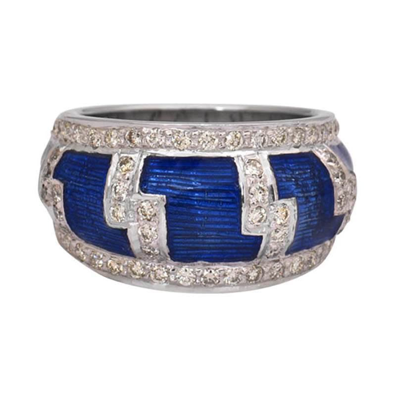RING- DIAMOND (ENAMEL) IN SILVER | Singhvi Jewels