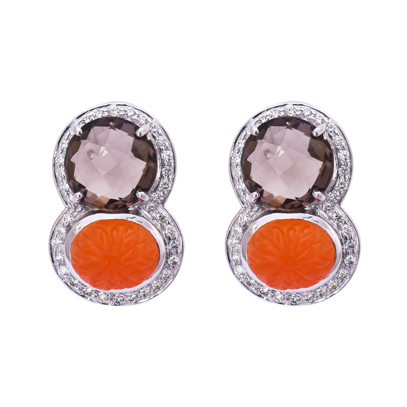 Earrings - Iolite, Lemon Quartz and Diamond | Singhvi Jewels