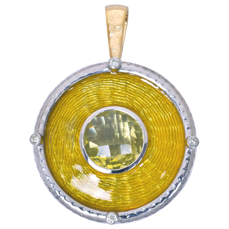 Pendant - Lemon Quartz and Diamond (Enamel) | Singhvi Jewels