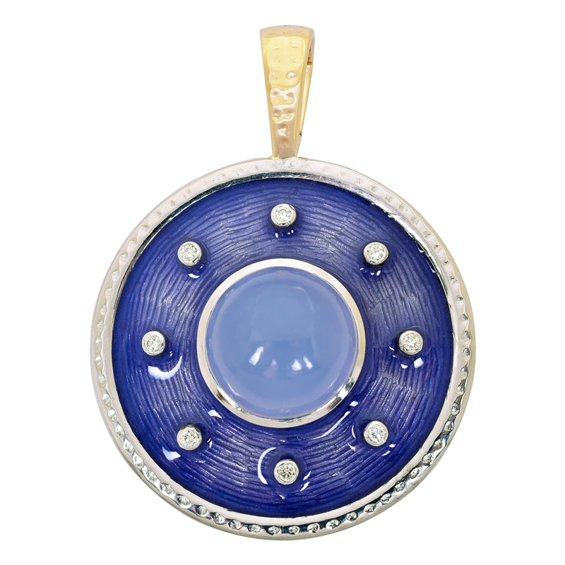 Pendant - Chalcedony and Diamond (Enamel) | Singhvi Jewels