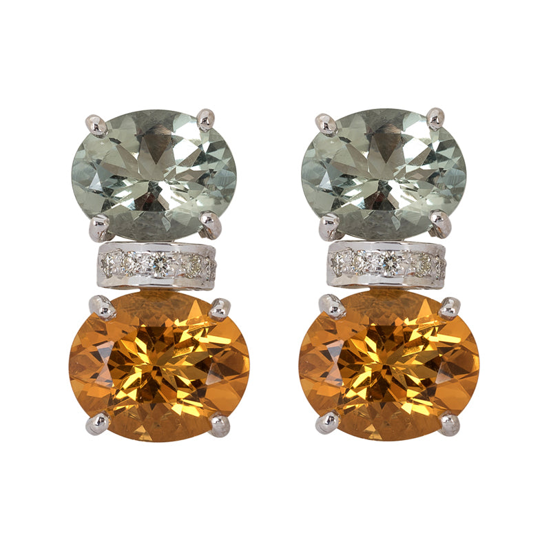 Earrings - Citrine, Green Quartz and Diamond | Singhvi Jewels