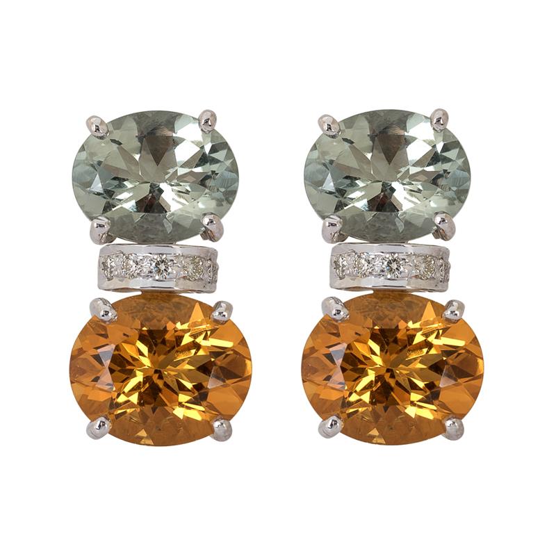 Earrings- Citrine, Green Quartz and Diamond (263IS) | Singhvi Jewels
