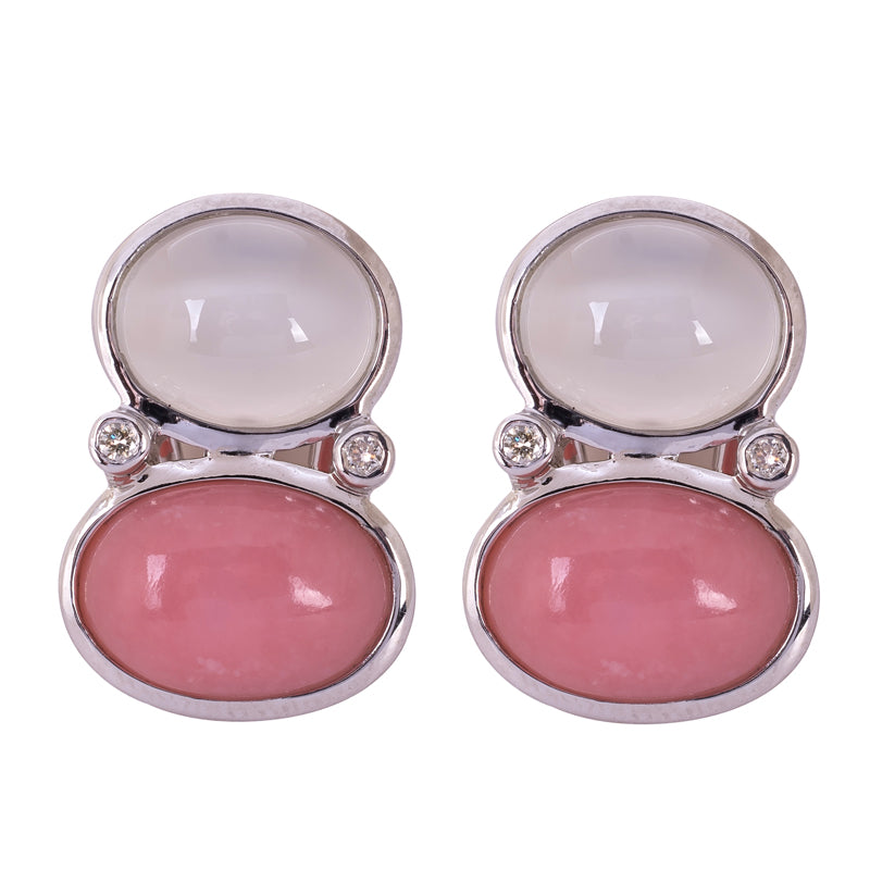 Repair - Earrings - Moonstone, Pink Opal and Diamond (264DS) | Singhvi Jewels