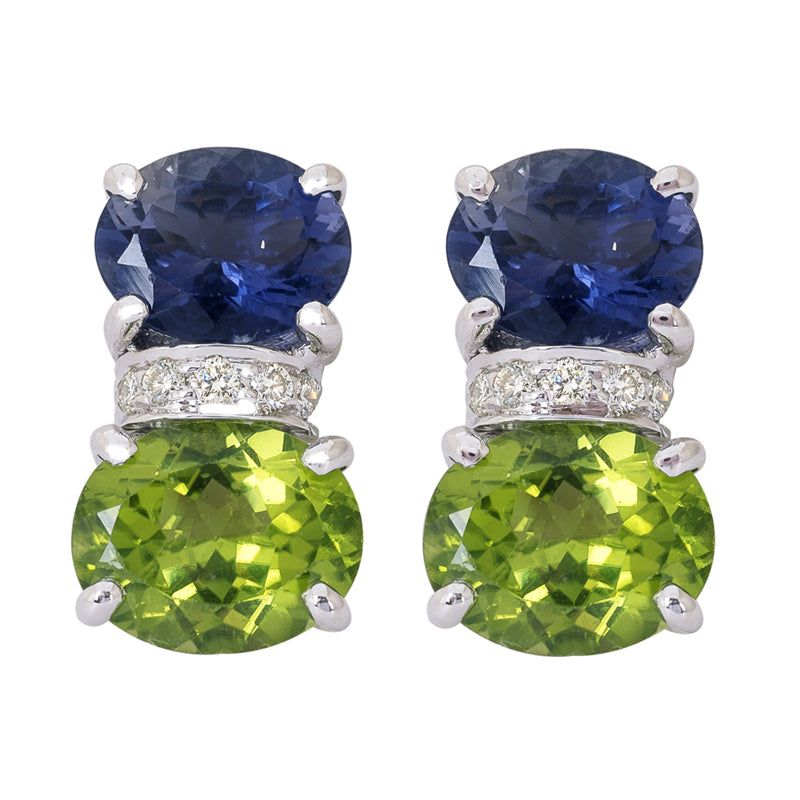 Earrings - Iolite, Peridot and Diamond | Singhvi Jewels