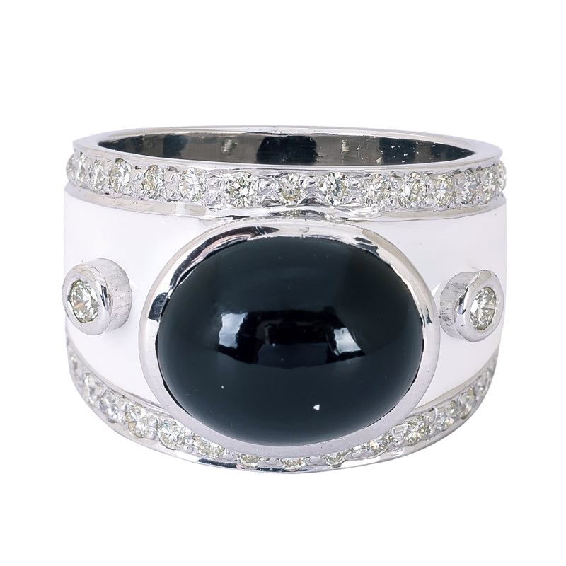 Ring - Black Onyx and Diamond (Enamel) | Singhvi Jewels