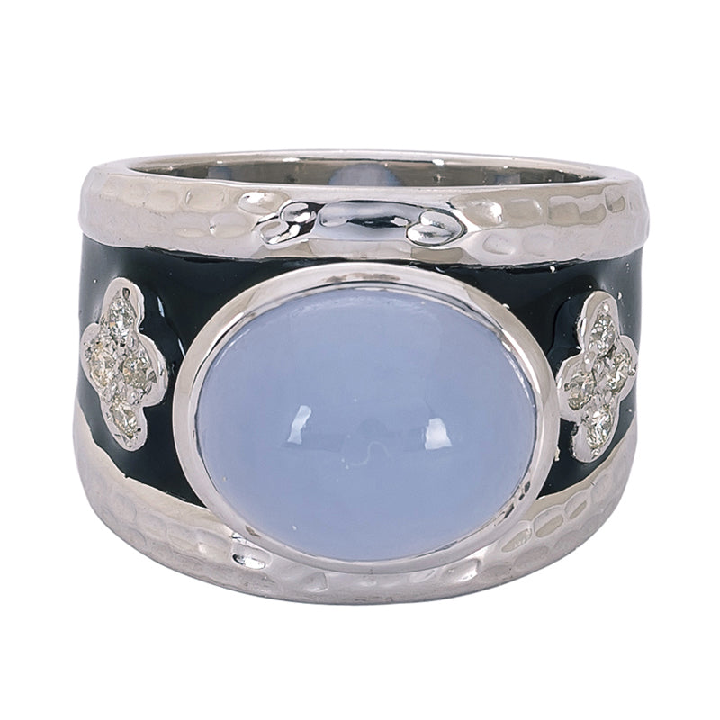 Ring - Chalcedony and Diamond (Enamel) | Singhvi Jewels