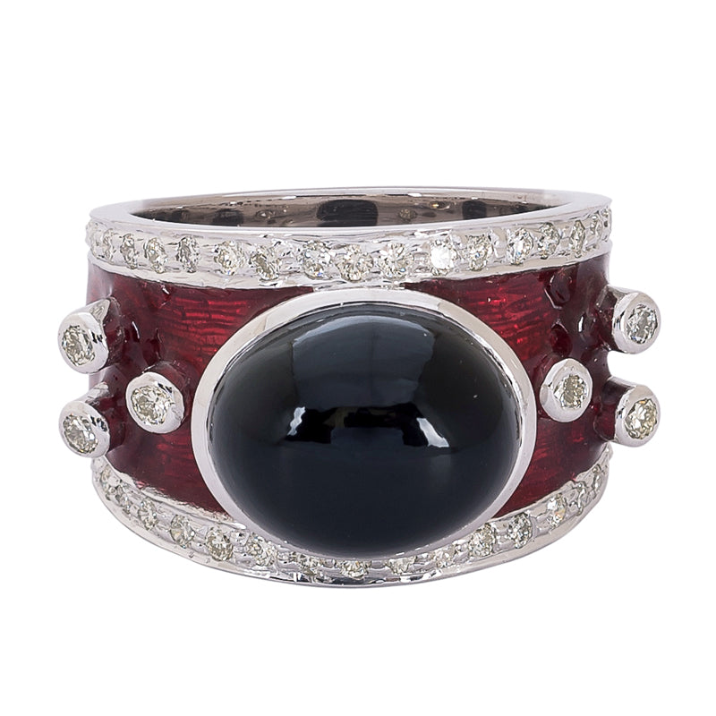 Ring - Black Onyx and Diamond (Enamel) | Singhvi Jewels