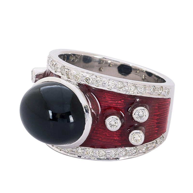 Ring - Black Onyx and Diamond (Enamel) | Singhvi Jewels