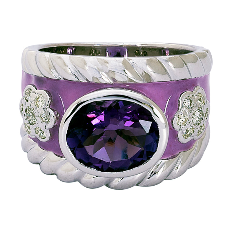 Ring - Amethyst and Diamond (Enamel) | Singhvi Jewels