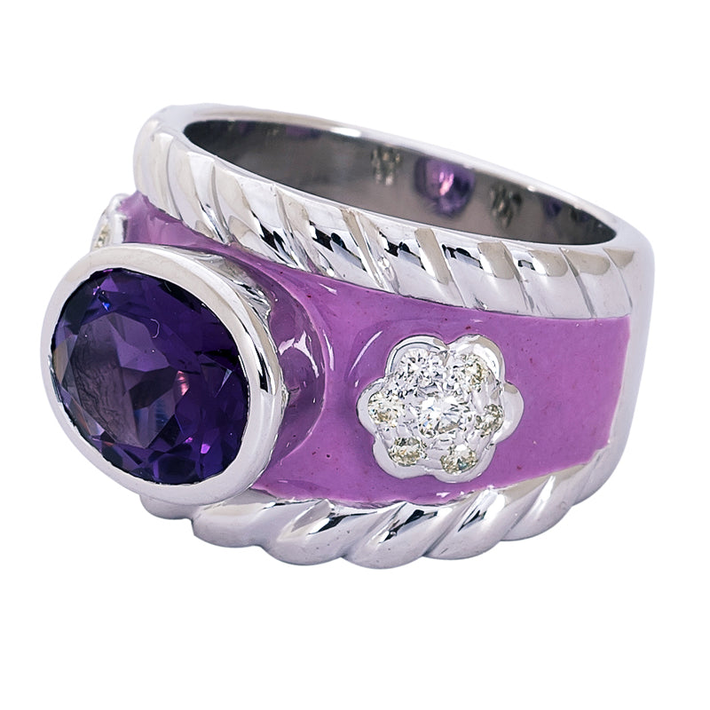 Ring - Amethyst and Diamond (Enamel) | Singhvi Jewels