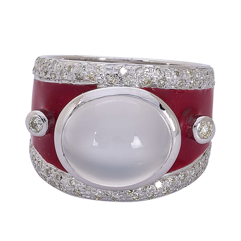 Ring - Moonstone and Diamond (Enamel) | Singhvi Jewels