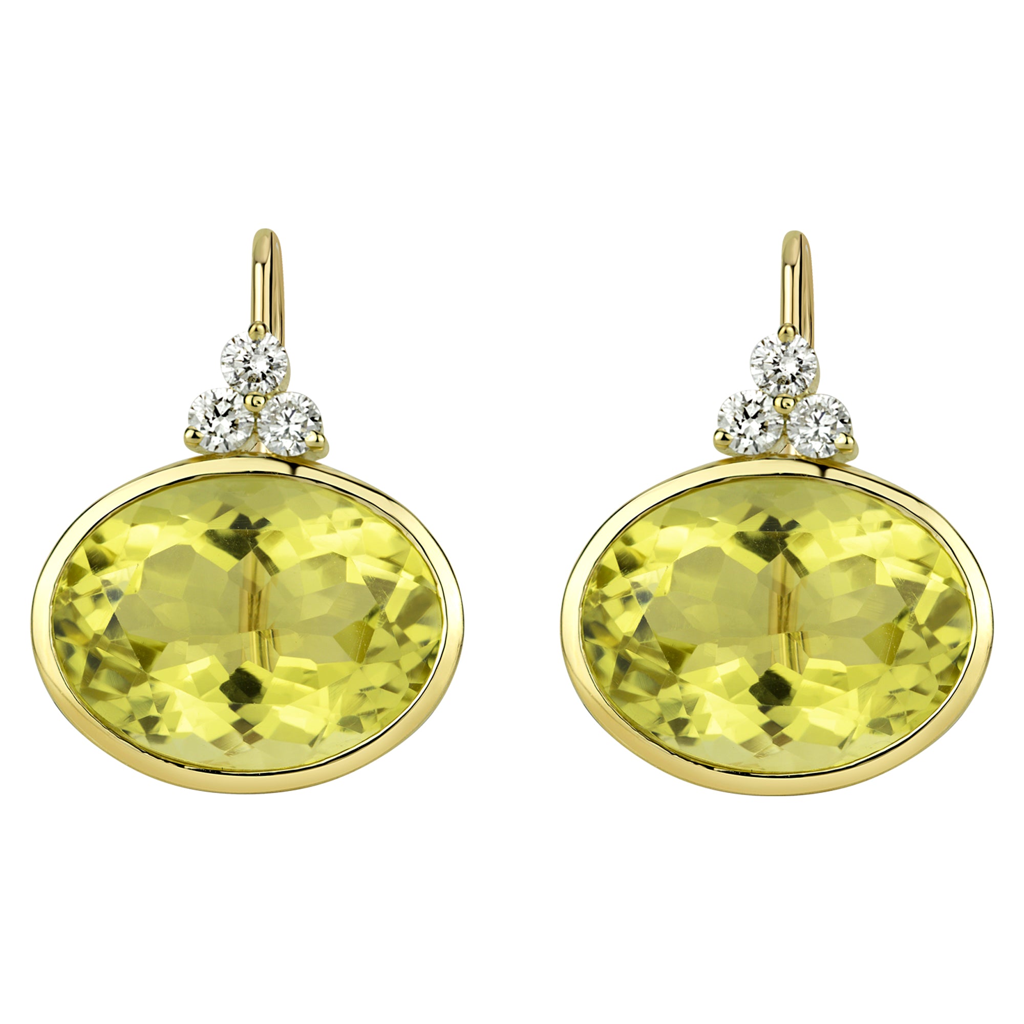 Earrings - Lemon Quartz And Diamond (2310A) | Singhvi Jewels