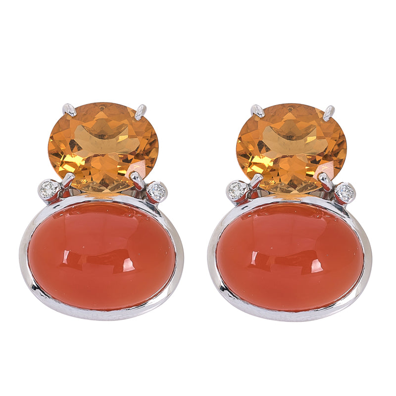 Earrings - Citrine, Cornelian and Diamond | Singhvi Jewels