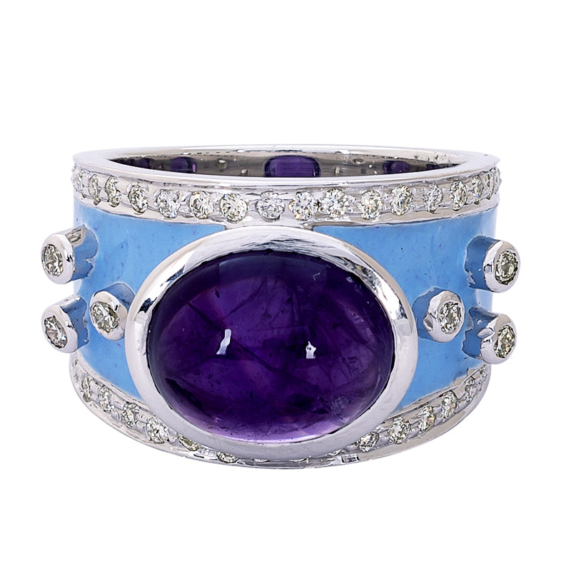 Ring - Amethyst and Diamond (Enamel) | Singhvi Jewels