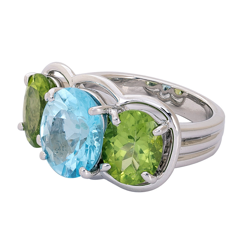 Ring - Blue Topaz and Peridot | Singhvi Jewels