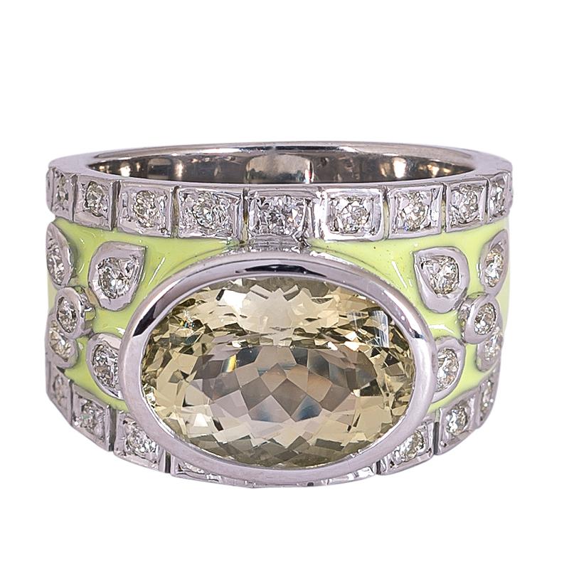 Ring- Beryl and Diamond (Enamel) (272LS) | Singhvi Jewels
