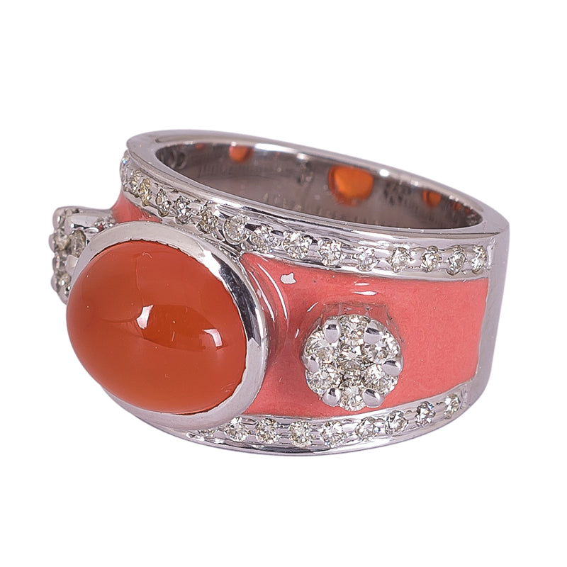 Ring - Cornelian and Diamond (Enamel) | Singhvi Jewels