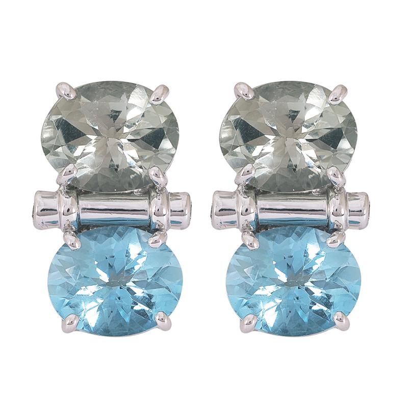 Earrings- Blue Topaz, Green Quartz and Diamond (273AS) | Singhvi Jewels