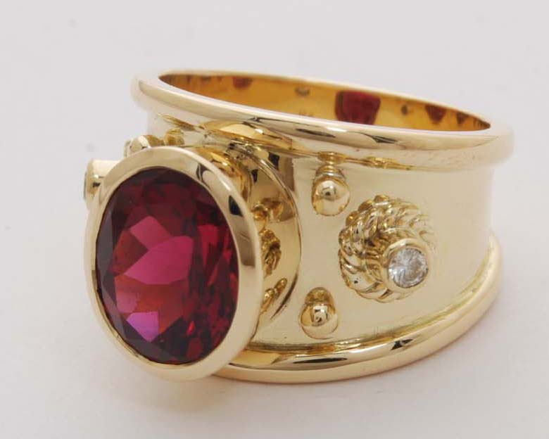 Repair - Ring - Rubellite and Diamond (1790N) | Singhvi Jewels