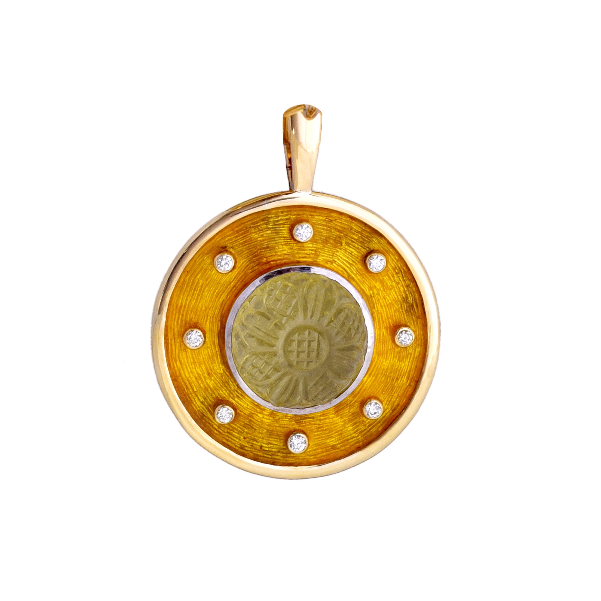 Pendant - Lemon Quartz and Diamond (Enamel) | Singhvi Jewels
