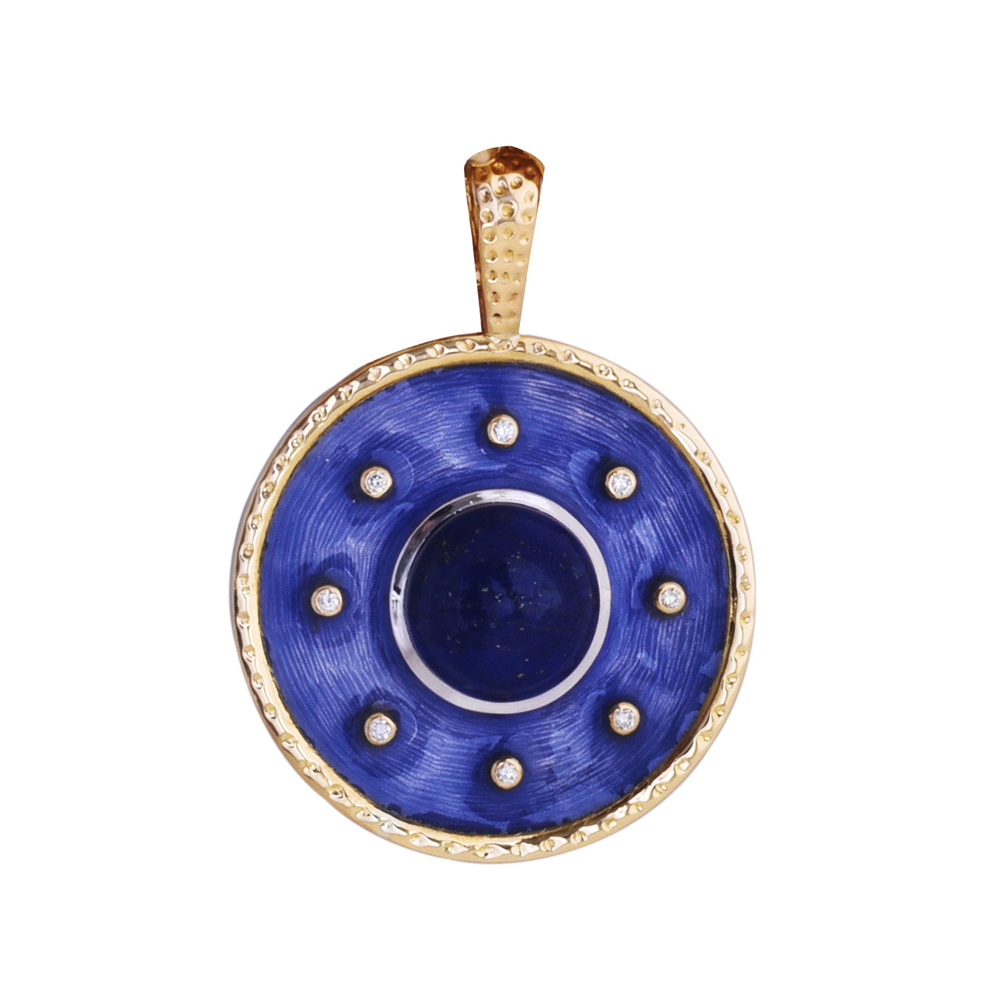 Pendant - Lapis Lazuli and Diamond with Enamel in Silver and 18K Gold | Singhvi Jewels
