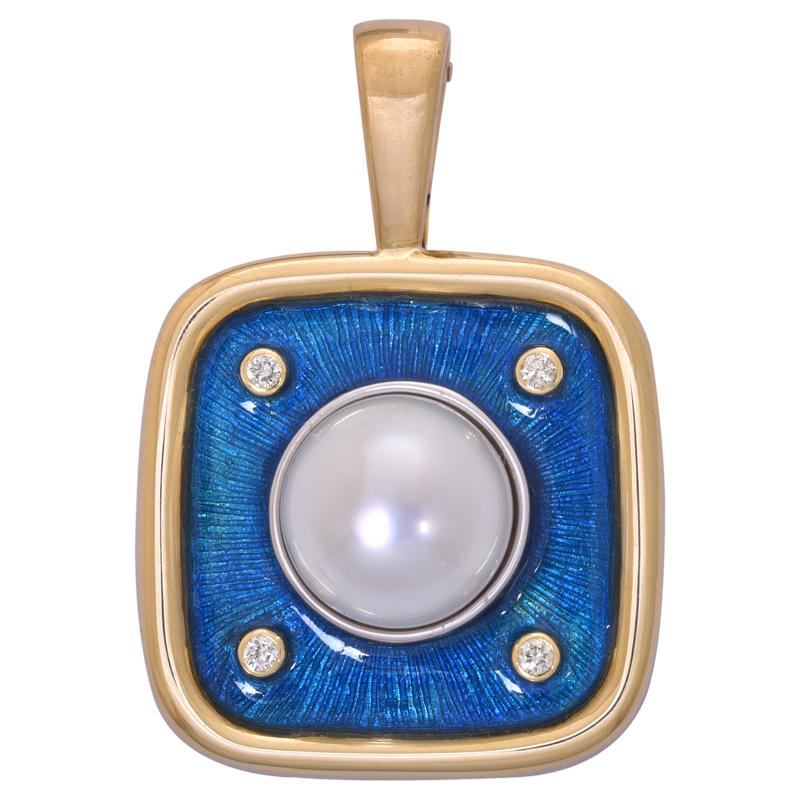 Pendant- South Sea Pearl and Diamond (Enamel) (37AM) | Singhvi Jewels