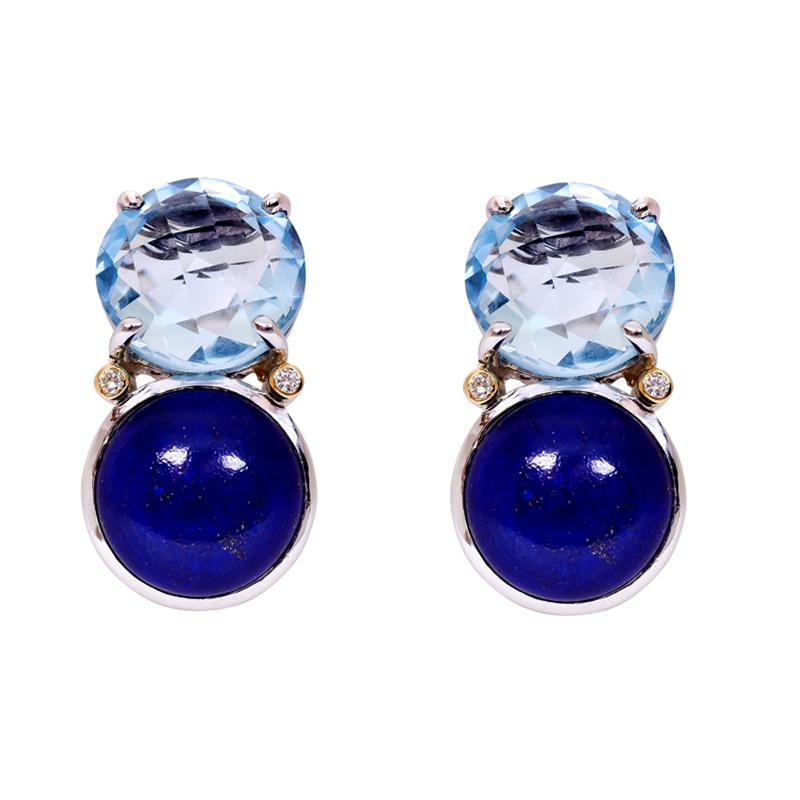 Earrings- Lapis Lazuli, Blue Topaz and Diamond (38BM) | Singhvi Jewels