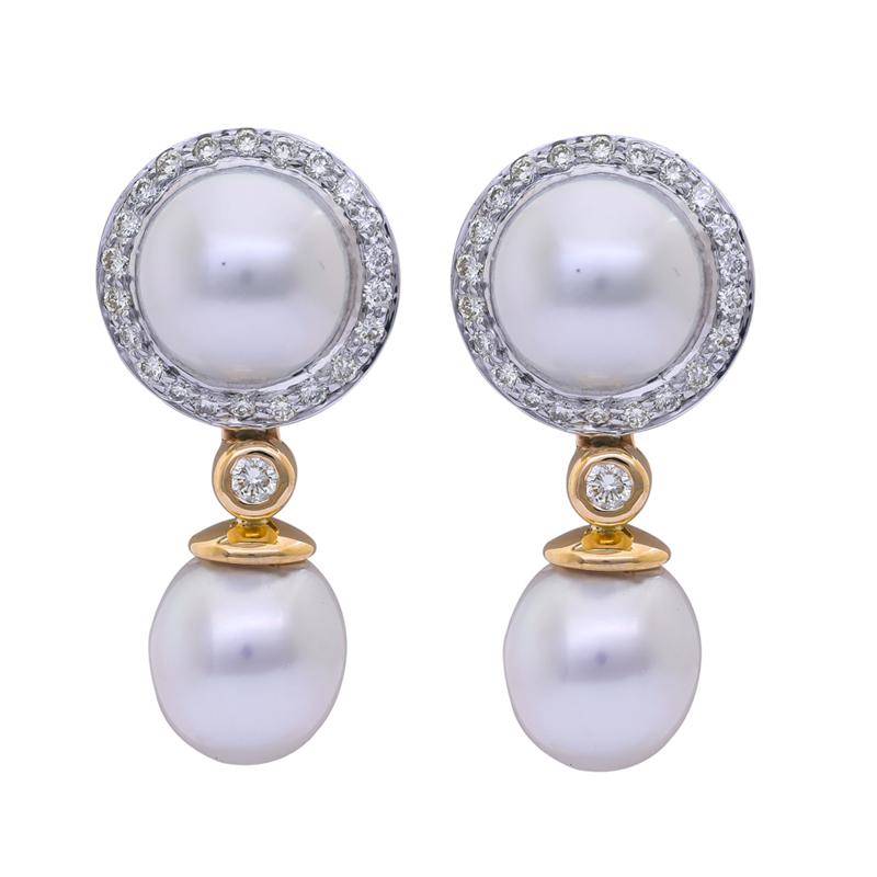 Earrings- South Sea Pearl and Diamond (38DM) | Singhvi Jewels