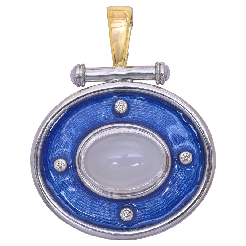 Pendant - Moonstone and Diamond (Enamel) | Singhvi Jewels